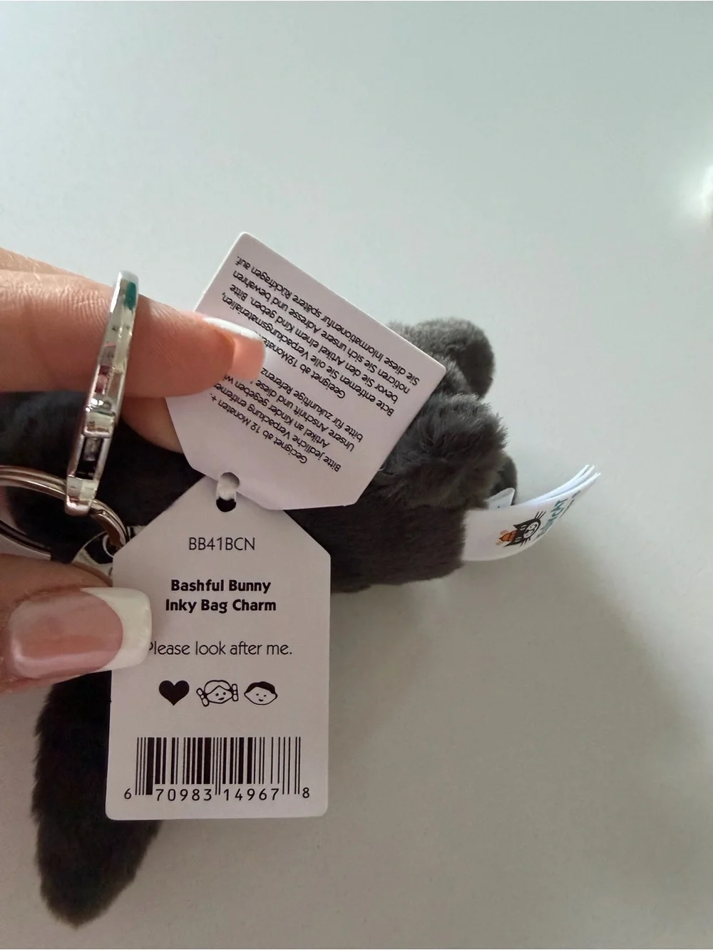 Jellycat Bunny Keychain - White and Gray